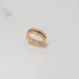 Relief Band Ring 5.9gr / Size 6 3/4 / Black Zircons Two-tone Yellow and Rose Gold $