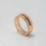 Relief Band Ring 5.9gr / Size 6 3/4 / Black Zircons Two-tone Yellow and Rose Gold $