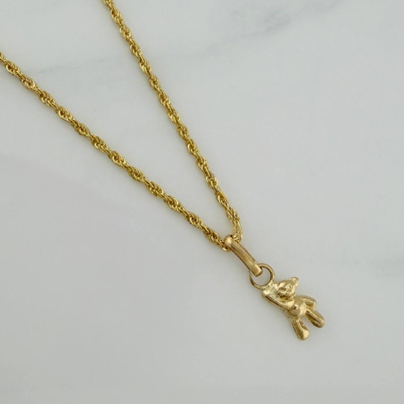 Set Cadena Lazo + Dije Oso / 1,25gr / 17 3/4 in Oro Amarillo 18K