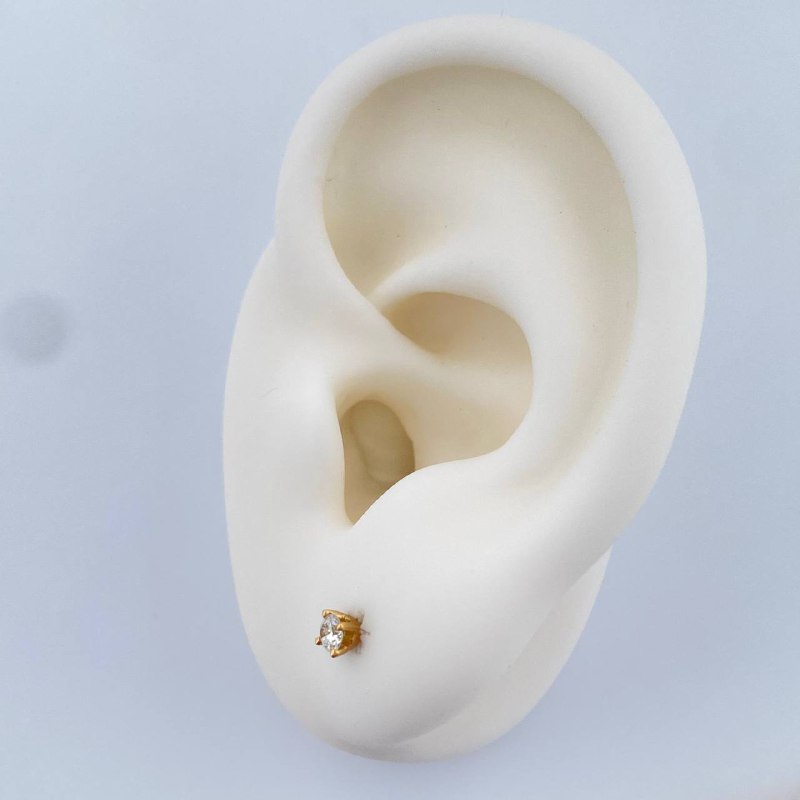 Stud Earrings Four Prongs Diamond 1.15gr / Yellow Gold 18K %
