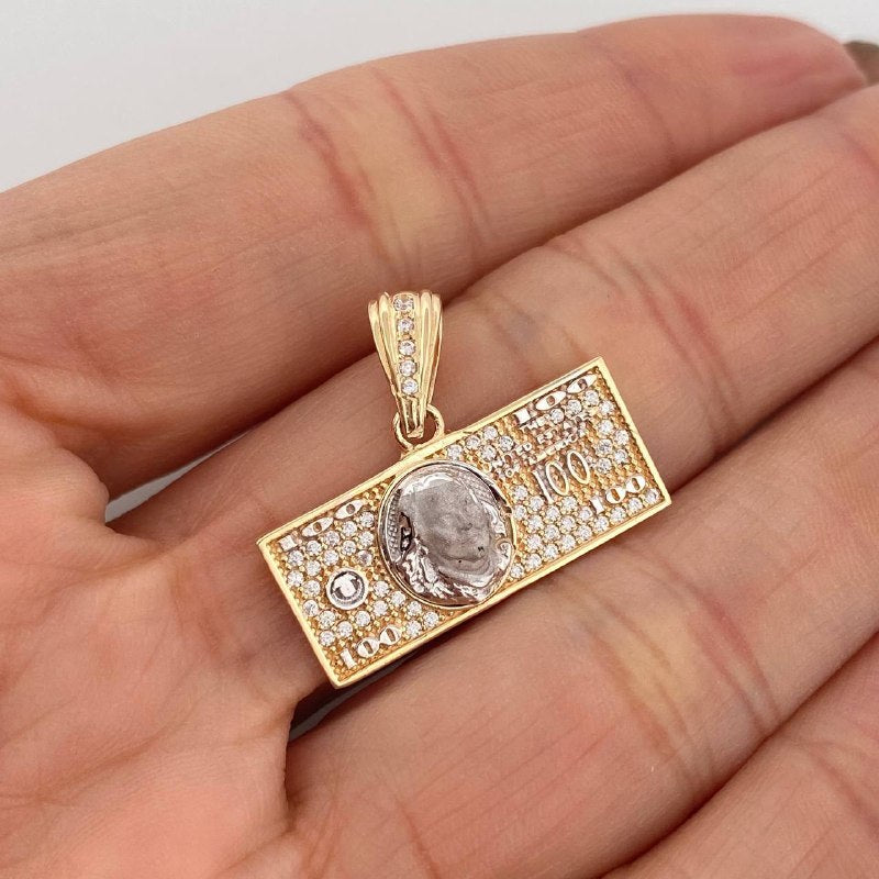 Dije One Dolar 3.75 g / 3/4 in Dos Oros Amarillo Blanco 18K