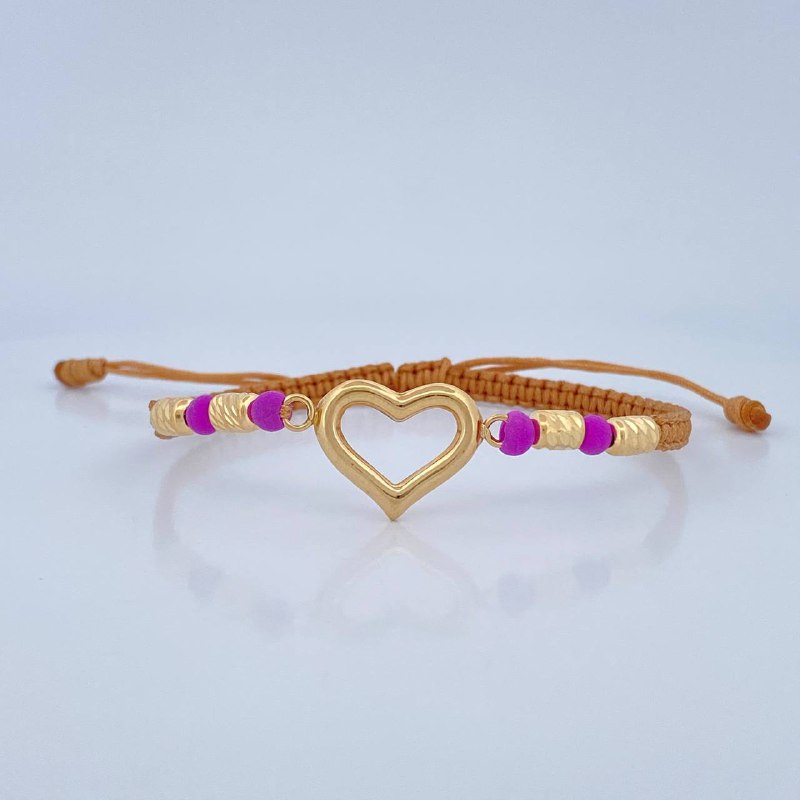 Beige Woven Heart Bracelet 1.85gr / 18K Gold &