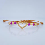 Beige Woven Heart Bracelet 1.85gr / 18K Gold &
