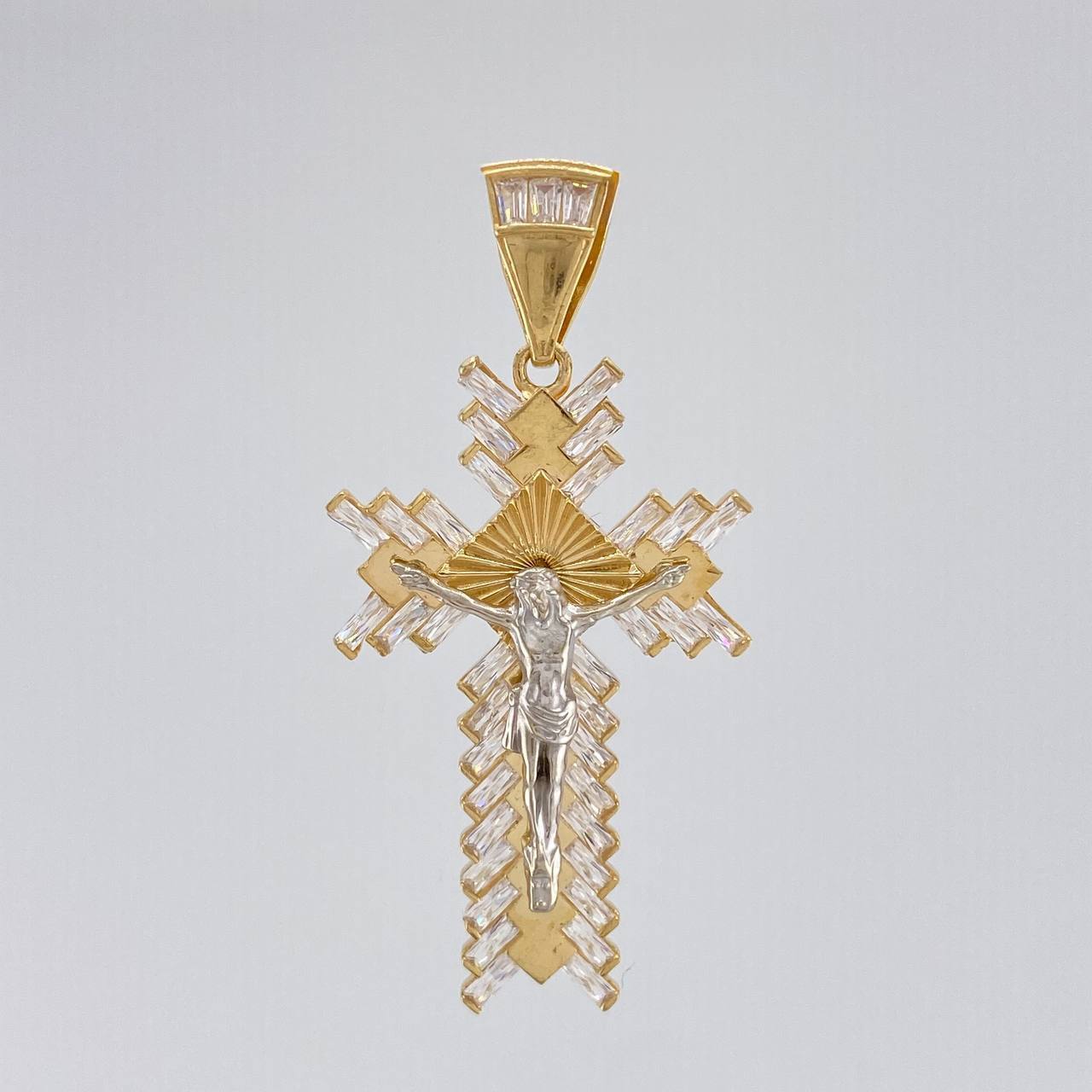 Christ Cross Pendant 7.6 g / 2 in Two Golds Yellow White 18K