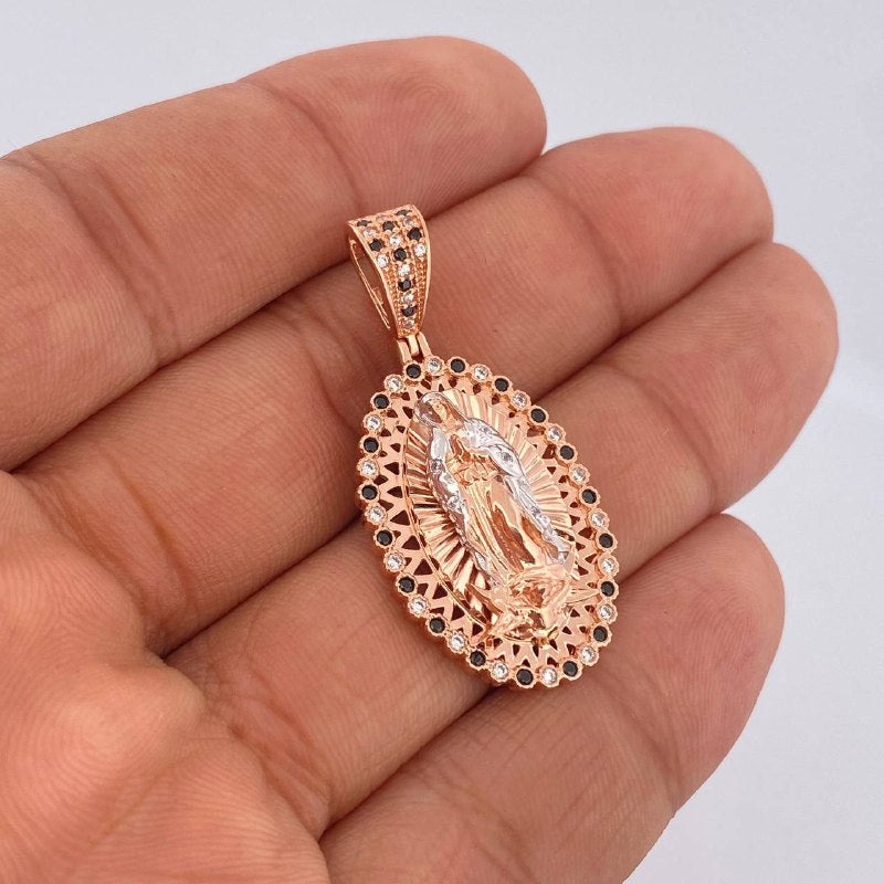 Dije Virgen Guadalupe 7.3gr / 4.2cm / Dos Oros Blanco Rosa 18K $