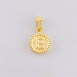 Dije Circulo Letra E 0.4g / 1/2 in Oro Amarillo 18K