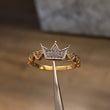 Heart Crown Ring 2.95gr Size 7 White Zircons Two-tone Yellow and White Gold