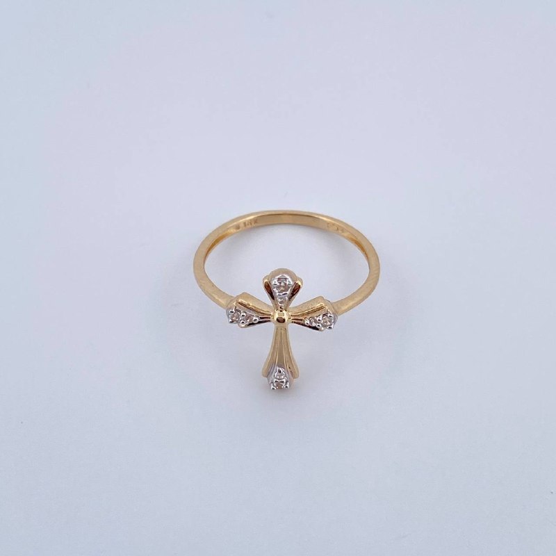 Cross Ring 1.75gr / Size 6 1/4 / 18K Gold &