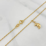 Set Cadena Lazo + Dije Luna / 1,2 gr / 15 3/4 in Oro Amarillo 18K
