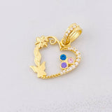 Dije Corazón Mariposa Flor 1.7g / 3/4 in Tres Oros 18K