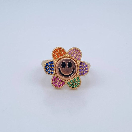 Anillo Trebol Cara Feliz 5.1gr / T6 3/4 / Oro 18K $