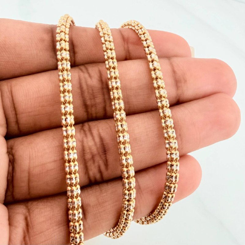 Cadena Ice 25.15 g / 25 3/4 in / 3.15 mm Dos Oros Amarillo Blanco 18K