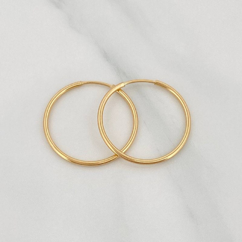 Hoop Earrings Smooth Ring 1 g / 3/4 in Yellow Gold 18K