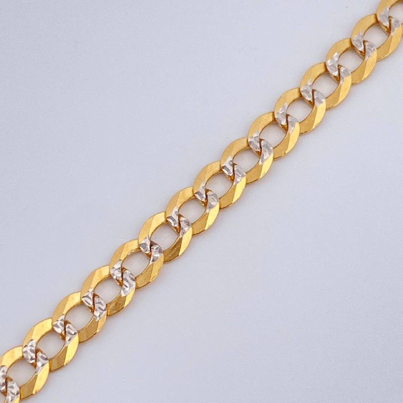 Cuban Bracelet 3.5gr / 8in / Two Tone Yellow White 18K +1 $