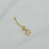 Navel Piercing Butterfly Pendant 0.7 g / 1 in 18K Yellow Gold