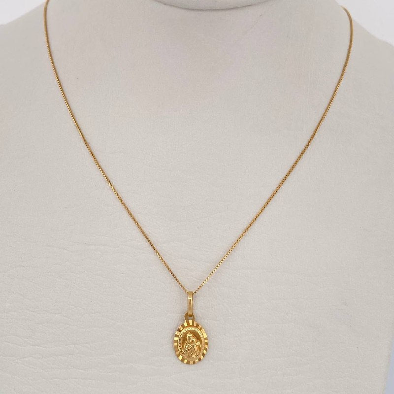 Venetian Chain and Pendant Set + Virgin of Carmen 1.85gr / 18K Gold $