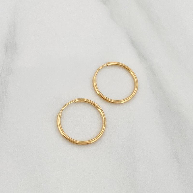 Hoop Earrings Smooth Ring 0.8 g / 3/4 in Yellow Gold 18K
