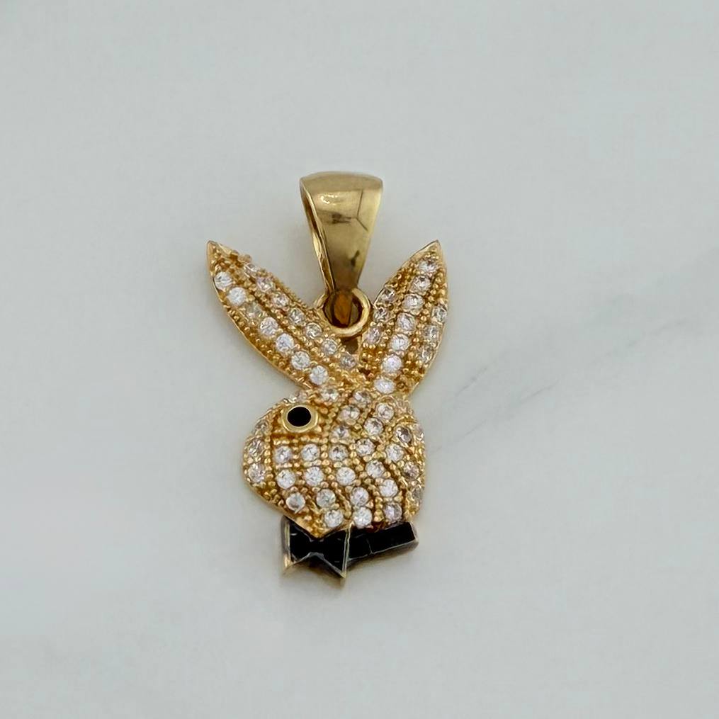 Dije Conejo 2.25 g / 1 in Dos Oros Negro Amarillo 18K