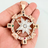 Pendant Compass Cardinal Star 32 g / 2 1/4 in Two Golds White Rose 18K