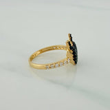 Anillo Corazon Devil 2.5gr / T6 1/2 / 3/4 in / Dos Oros Negro Amarillo 18K $