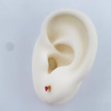 Stud Earrings Four Prongs Ruby 0.85gr / Yellow Gold 18K %