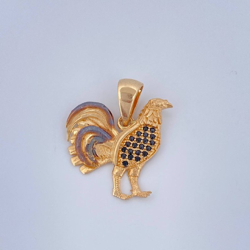 Rooster Pendant 2.7gr / 0.9in / Two Tone Black Yellow 18K $