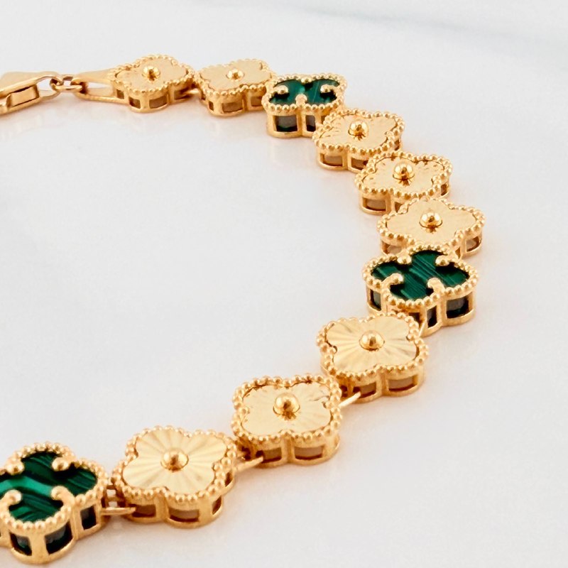 Clover Bracelet Diamond Cut 9.2 g / 7 in / 7.2 mm 18K Yellow Gold