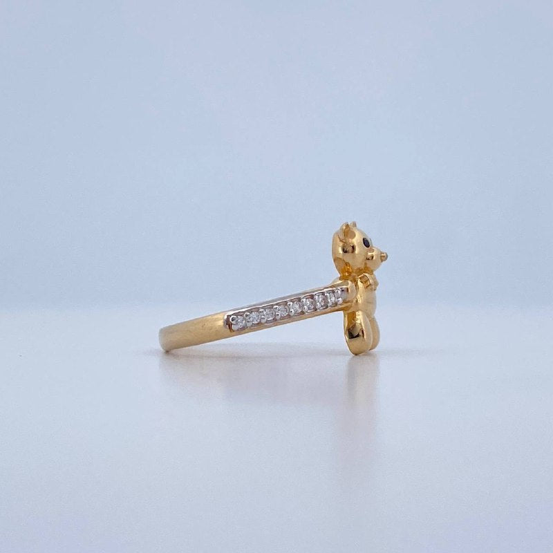 Anillo Oso Corbatin 2.4gr / T7 / Dos Oros Amarillo Blanco 18K &