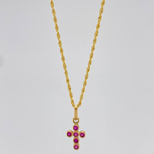 Singapore Chain Set + Cross Pendant / 1.65 gr / 20 in Yellow Gold 18K