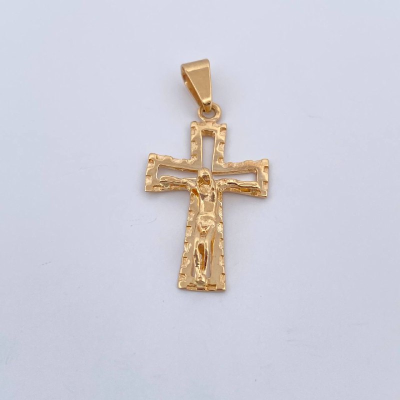 Dije Cruz Cristo Punteado 2.4gr / 3.5cm / Oro 18K &