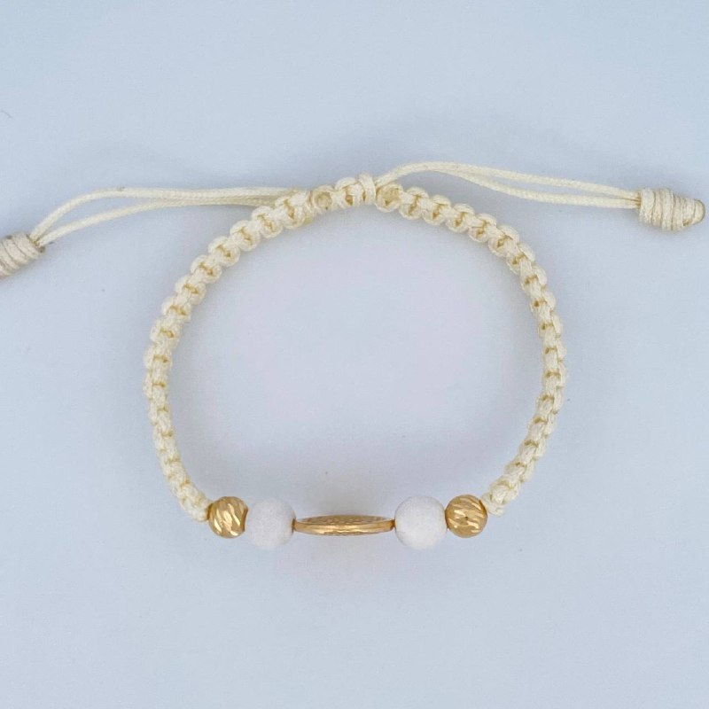 White Woven Virgin Miraculous Bracelet 1.9gr / 18K Gold &