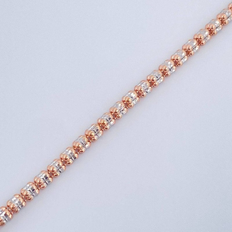 Ice Bracelet 4.7gr / 8in / Two-Tone White and Rose Gold +4 14K Italy $