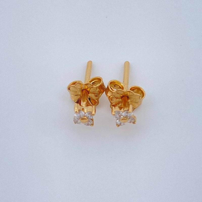 Stud Earrings Flower Diamond 0.7gr / Yellow Gold 18K %