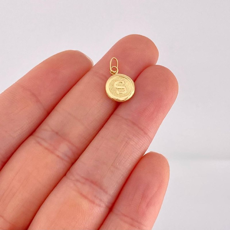 Pendant Circle Letter S 0.4g / 3/4 in Yellow Gold 18K