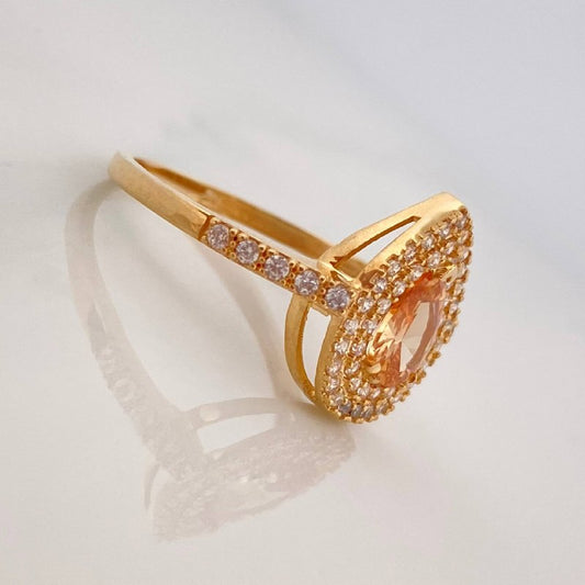 Anillo Halo Gota 2.5 g / T6 3/4 Oro Amarillo 18K