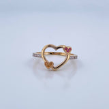 Anillo Triple Corazones 1.8gr / T7 / Oro 18K &