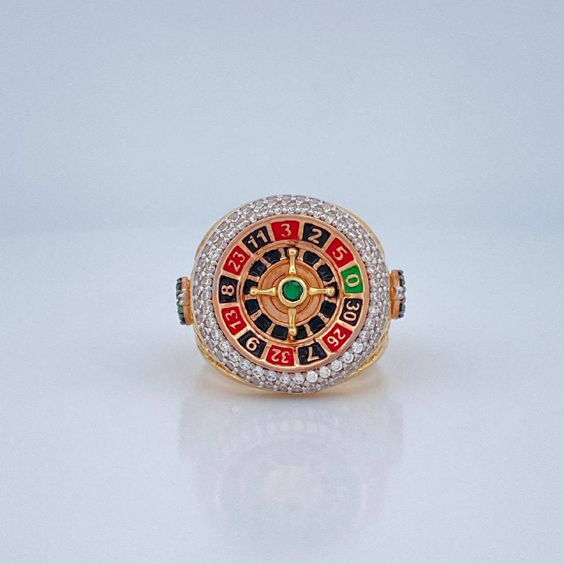 Articulated Roulette Ring 12.35gr / Size 10 3/4 / Three 18K Gold $