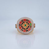 Articulated Roulette Ring 12.35gr / Size 10 3/4 / Three 18K Gold $