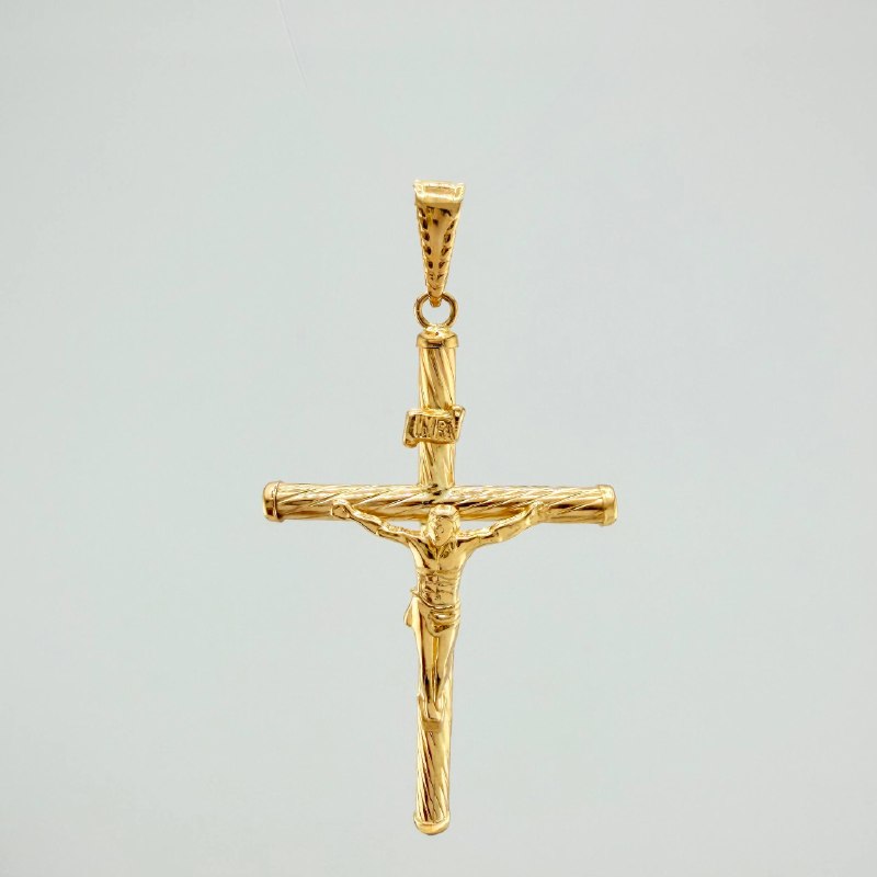 Pendant Cross Christ 1.9 g / 2 1/4 in Yellow Gold 18K