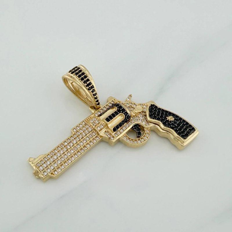 Dije Pistola 9.8 g / 1 3/4 in Dos Oros Negro Amarillo 18K
