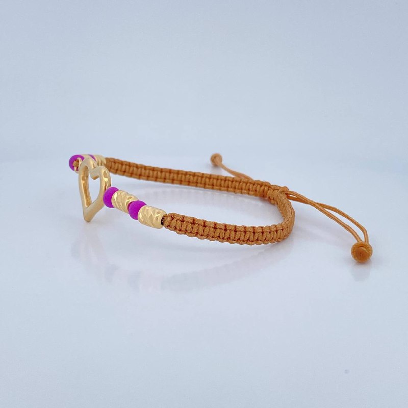 Beige Woven Heart Bracelet 1.85gr / 18K Gold &