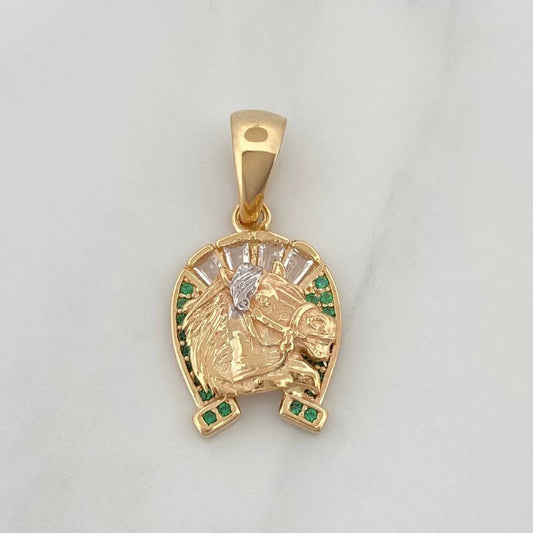 Dije Herradura Caballo 2.55 g / 1 in Dos Oros Amarillo Blanco 18K