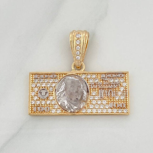 Dije One Dolar 3.75 g / 3/4 in Dos Oros Amarillo Blanco 18K