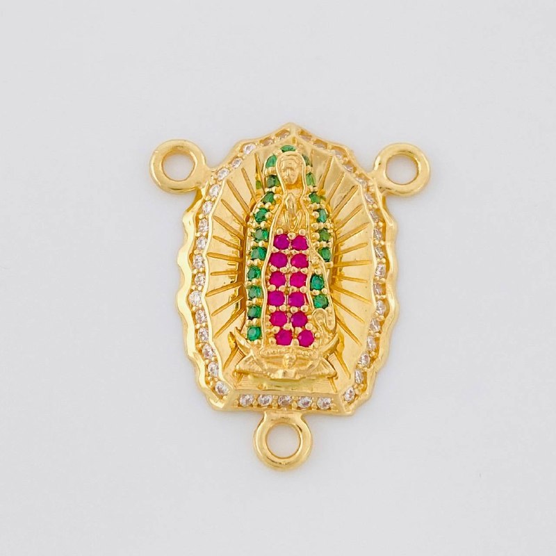 Charm Crucero Virgen de Guadalupe 2.65g / 3/4 in 18K Yellow Gold