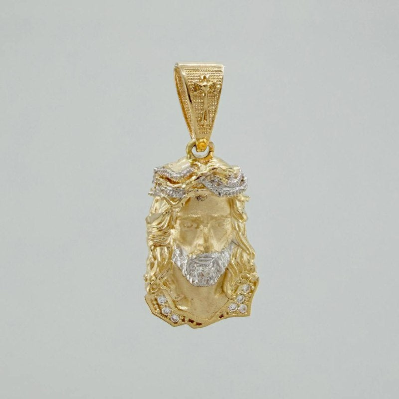 Dije Rostro Cristo 3.8 g / 1 1/4 in Dos Oros Amarillo Blanco 18K