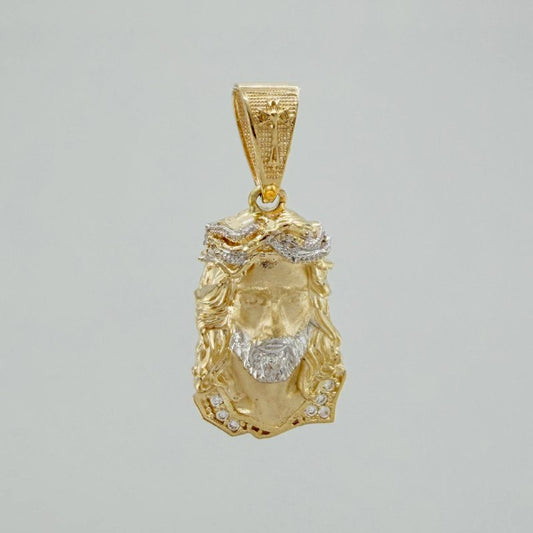 Dije Rostro Cristo 3.8 g / 1 1/4 in Dos Oros Amarillo Blanco 18K