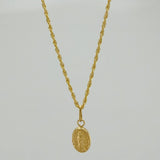 Set Cadena Lazo + Dije Virgen De Guadalupe / 1,2 gr / 17 3/4 in Oro Amarillo 18K