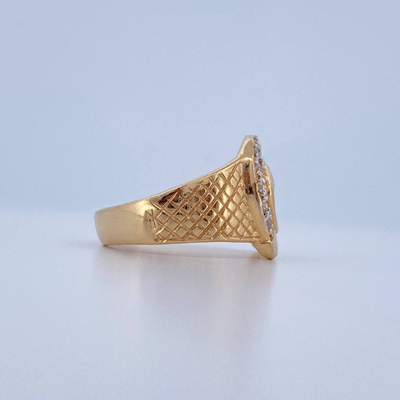 Anillo Herradura Caballo 5.95gr / T10 1/2 / Dos Oros Amarillo Blanco 18K &
