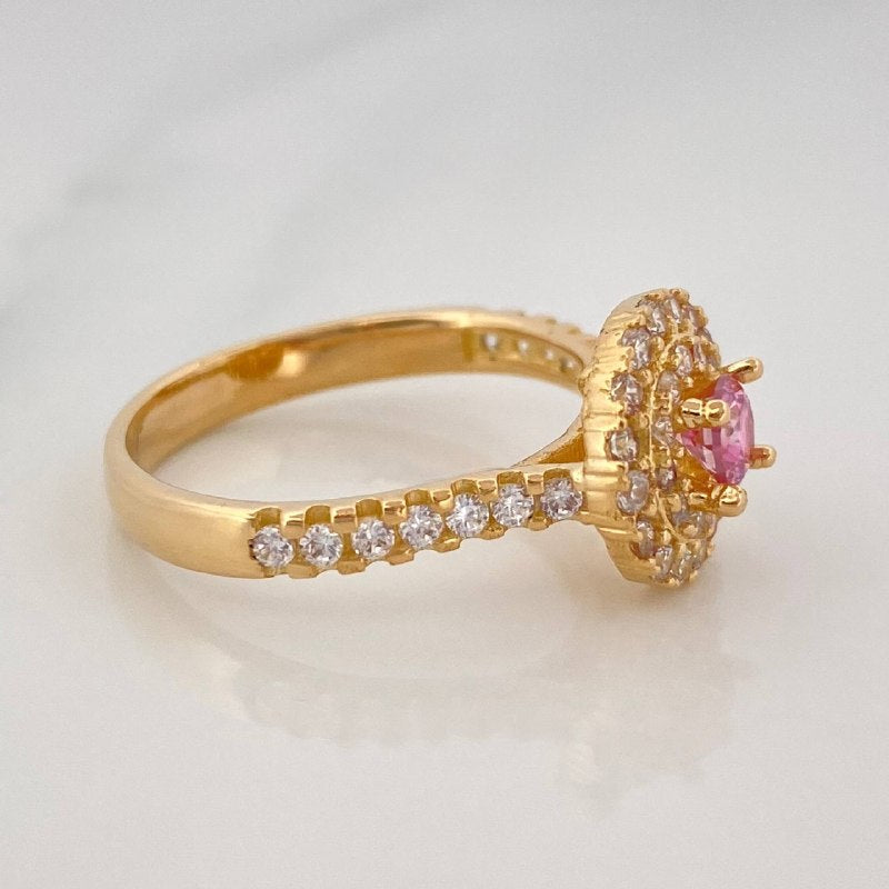 Solitaire Ring Dense Halo 3.85 g / T6 1/2 Yellow Gold 18K