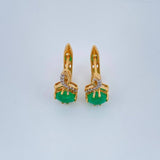 Hoop Earrings Circle Crossed Bow Emerald 2.15gr / 1/2 in / Two Tone Yellow White 18K +